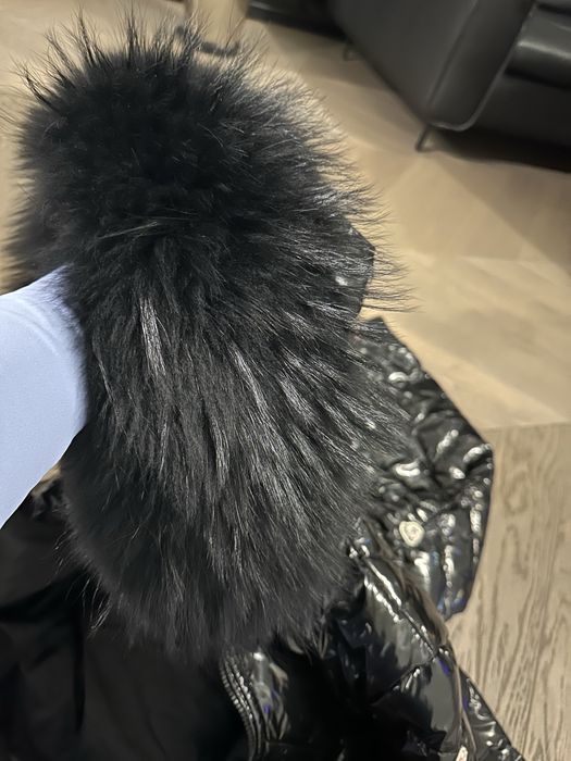 M Kombinezon puchowy lakierkowy futro naturalne lis marka premium