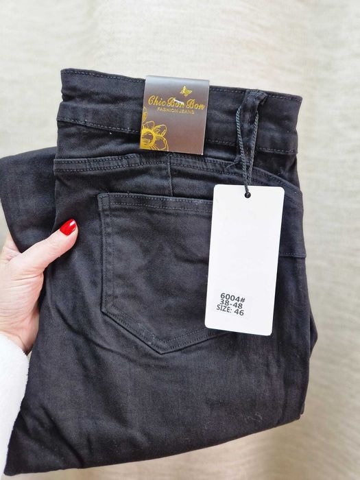 NOWE czarne jeansy z wysokim stanem rozm 46