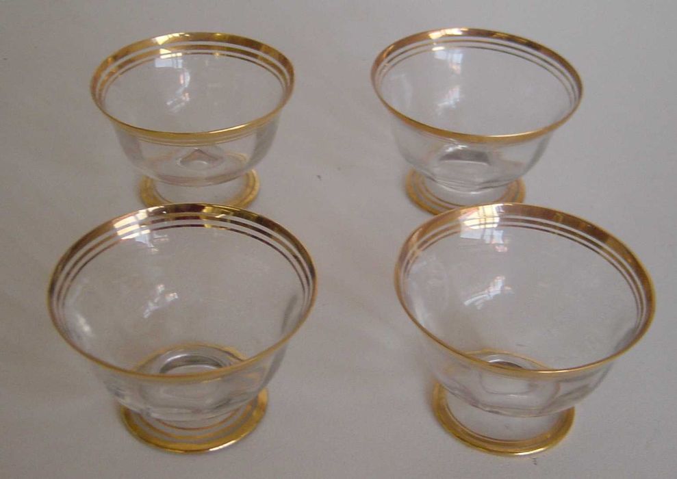 Anos 40 - Serviço de Copos "Meio Cristal" filetados a ouro - 4 pax