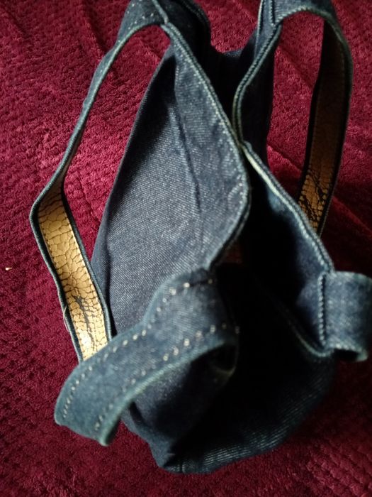 Mala tote bag de ganga escura e bege Produção artesanal