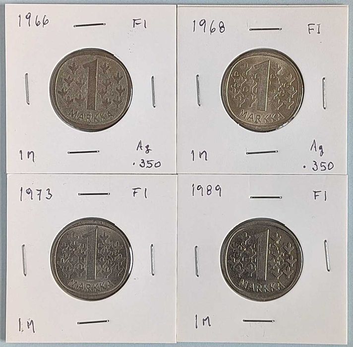 4 moedas Finlândia 1 Markka