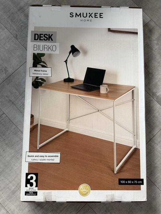 Nowe biurko metalowe loft biale 100x60 gwarancja Smukee