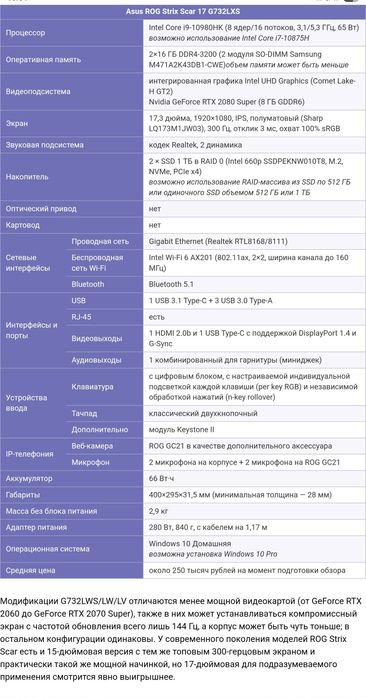 Asus ROG Strix G732LXS 2nd2LXS, новый стоит 120 000