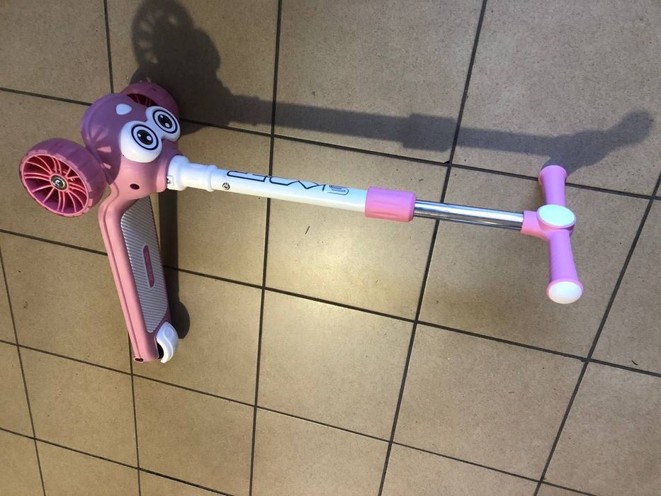 Складний біло-рожевий самокат Максі,світло,пісня Пес-Патрон