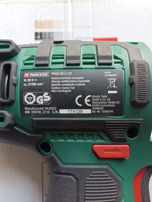 Multiferramenta Parkside 20V PKGA 20-Li C2