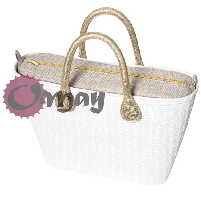Beżowy organizer do OBAG URBAN MINI struktura Złoty 2 kieszenie OMAY