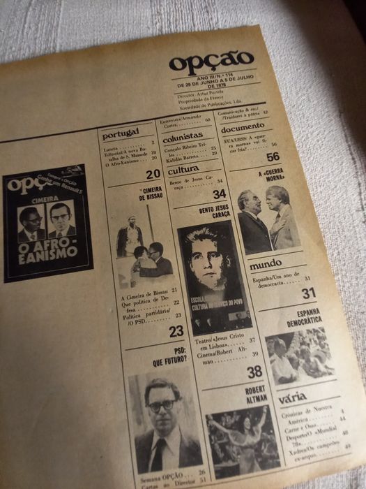 Número da antiga revista Opção