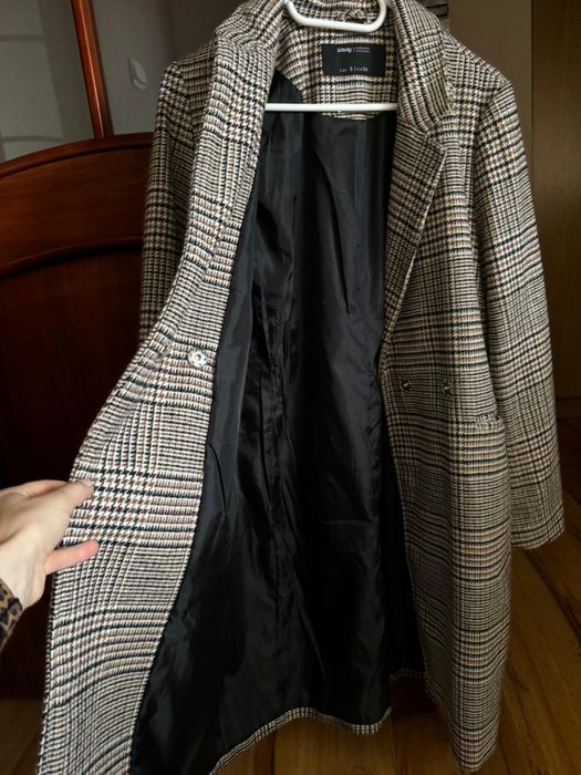 Klasyczny płaszcz w kratkę Sinsay 36