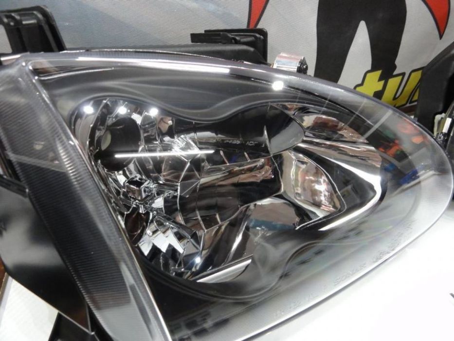 Faróis frontais com lâmpadas HOD 5000k para Honda crx del sol 92-97 Fundo preto JDM look