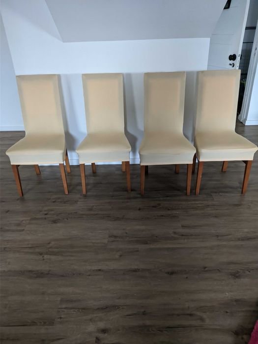 NOVO PREÇO Mesa de jantar extensível, 2 tampos em vidro + 4 cadeiras