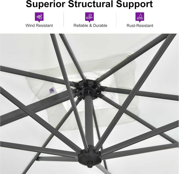 Nowy parasol ogrodowy / obrotowy 360° / 2,7x2,7m / taras/ UV / A3469!