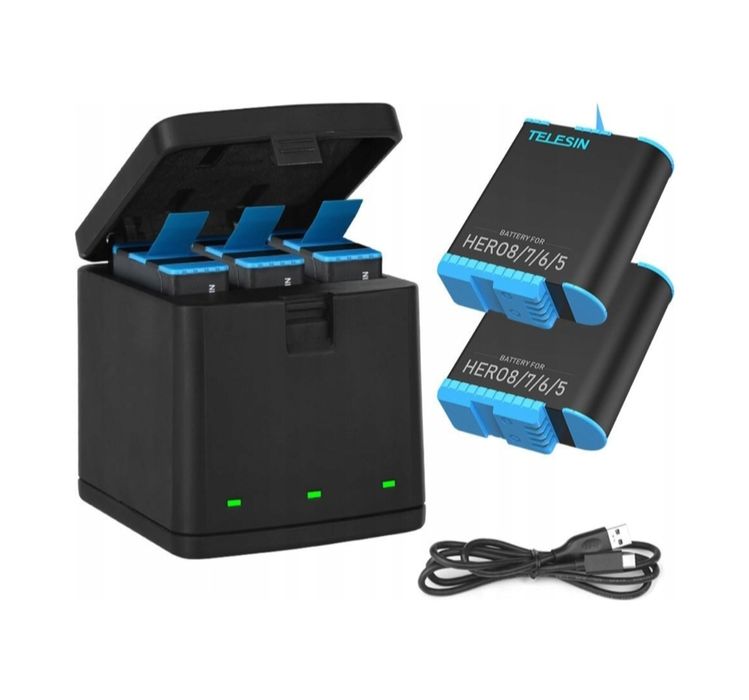 Telesin Box Hub Ładowarka+2 Akumulator Bateria Kamery GoPro Hero 8 - 5