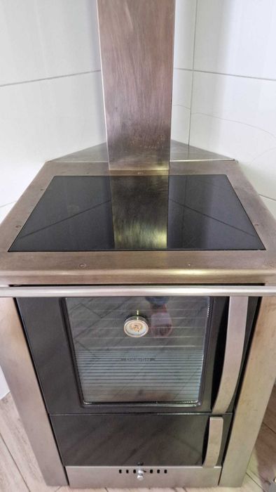 Salamandra a lenha inox que dá para cozinhar com placa e forno