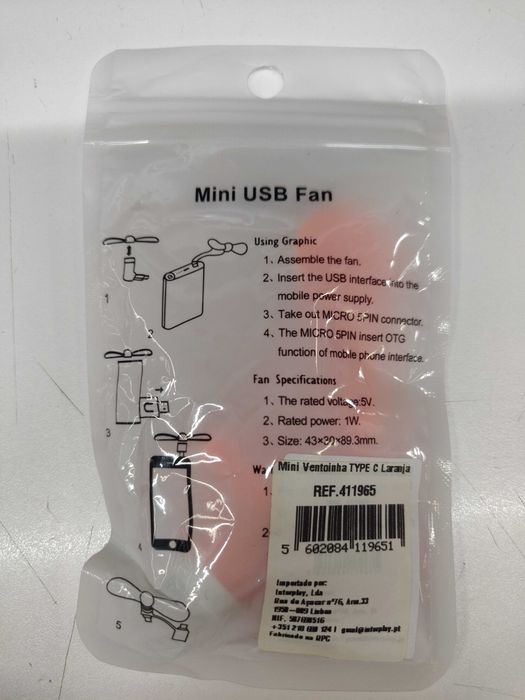 Mini Ventoinha para Telemóvel Type-C
