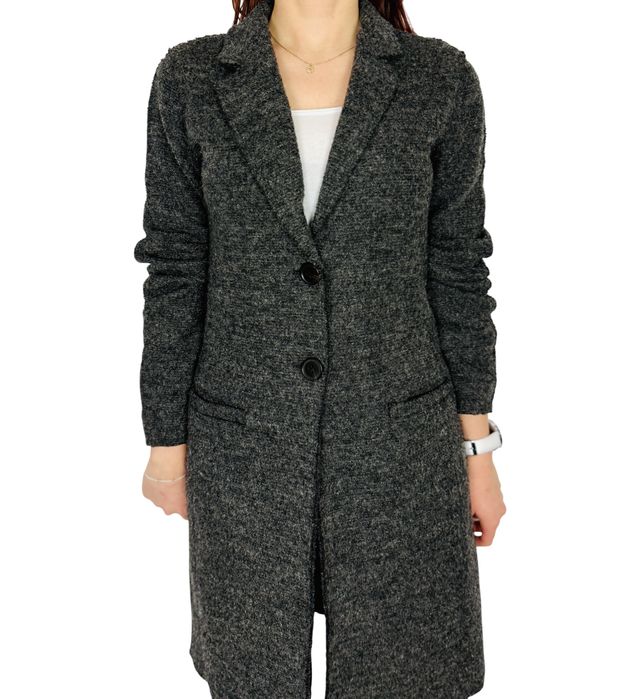 Ciemnoszary długi kardigan płaszczowy XS 34