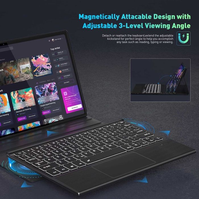 DoohowCase etui klawiatura LED RGB touchpad do Google Pixel 11" 2023