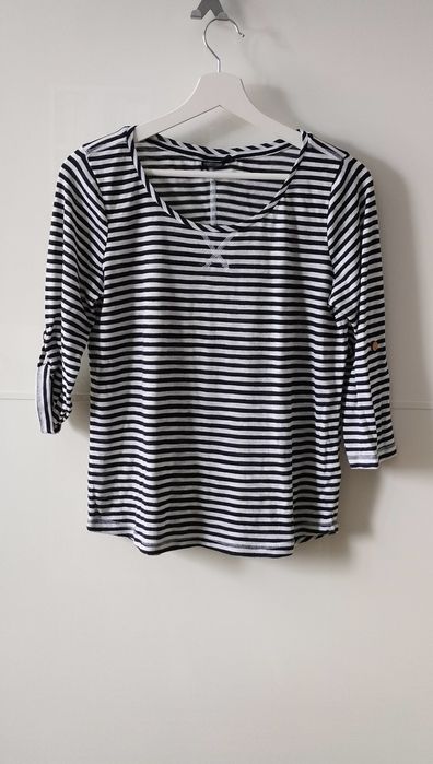 bluzka  w biało-czarne paski z rękawem 3/4 rozmiar M stan bdb