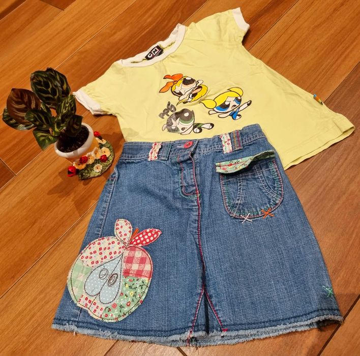 Spódniczka jeansowa R 110 spódnica dżinsowa na gumce aplikacje