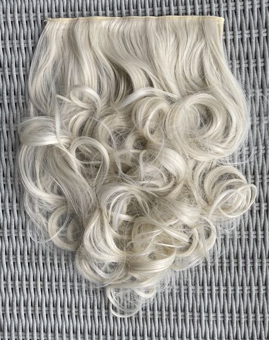 Premium Ultra włosy doczepiane, platynowy blond, clip in, loki 259.