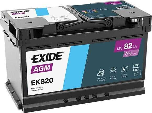 Akumulator EXIDE Start/Stop AGM 80AH 800A EK800 MODEL  EK820 82AH