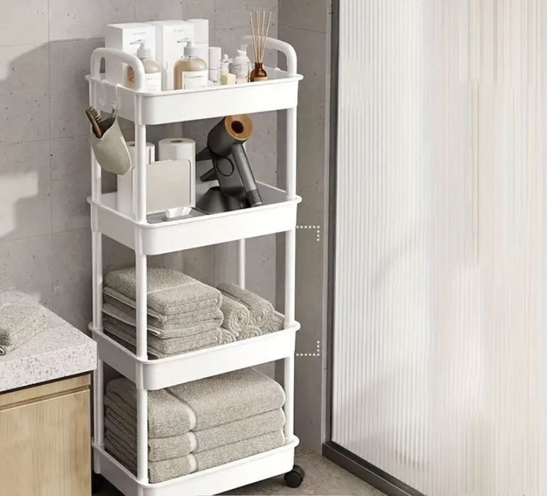 Универсальная полка на колесах для кухни/ванной  4 яруса