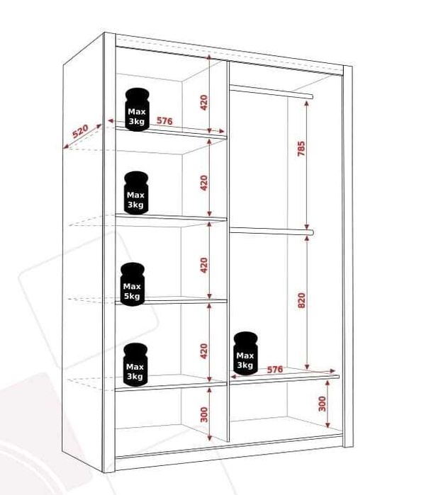 (120x215x62,3-kolory) Szafa przesuwna