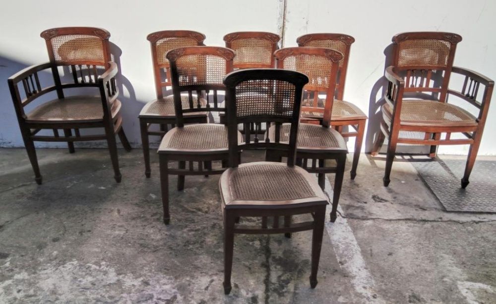 Mesa Cadeiras Canapé Mogno Séc XIX