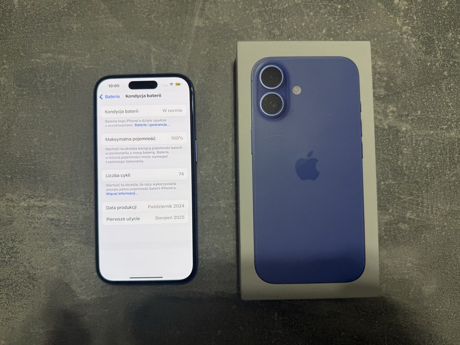 iPhone 16 Ultramarine 128 GB  Stan idealny Bateria 100%