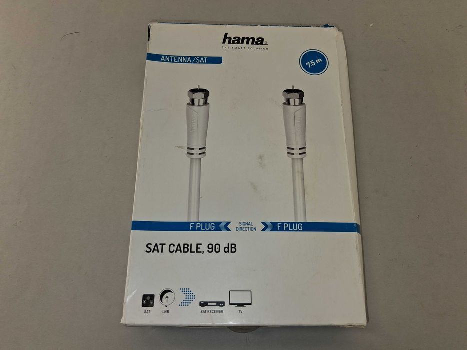 N088 HAMA SAT Cable 90dB Kabel Antenowy F Plug 7.5m