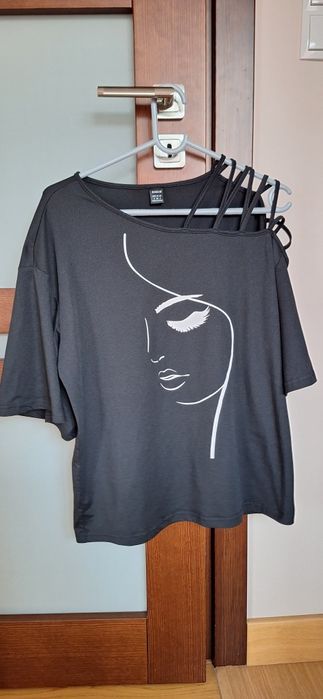 Bluzka L Shein kobieta twarz nadruk,paseczki