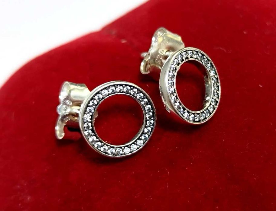 PANDORA kolczyki sztyfty z lśniącymi kołami Próba 925 Waga 1,32 g