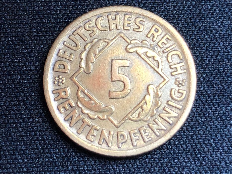Alemanha 1924 - 5 Reichspfennig Letra D - Alumínio