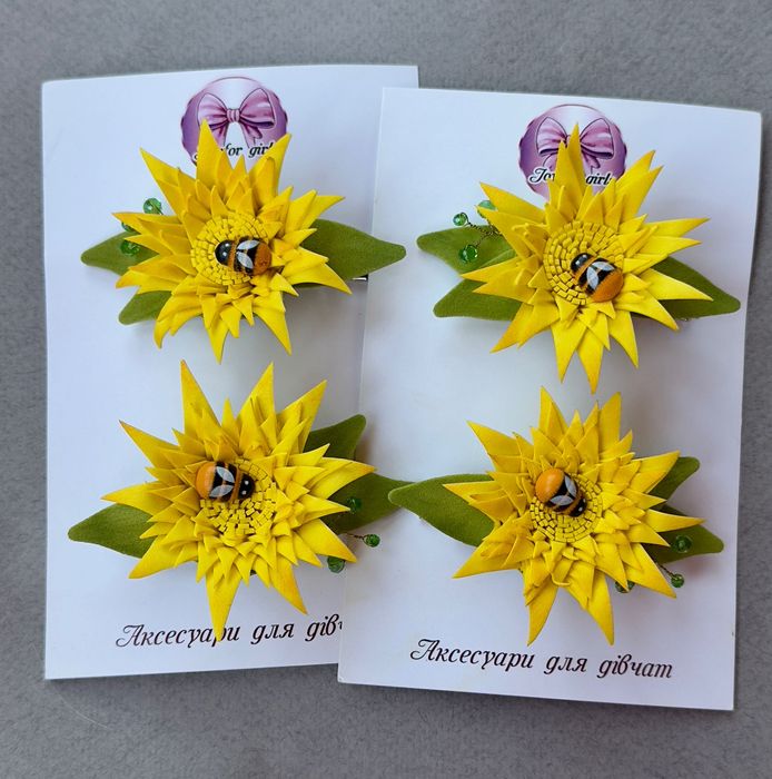 Кульбаба.Сніжинка. Зимові бантики .Бантики  для волосся.