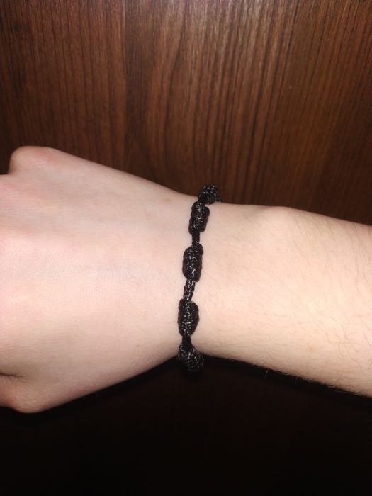 Różaniec dziesiątka na rękę ze sznurka beczka prezent komunia urodziny