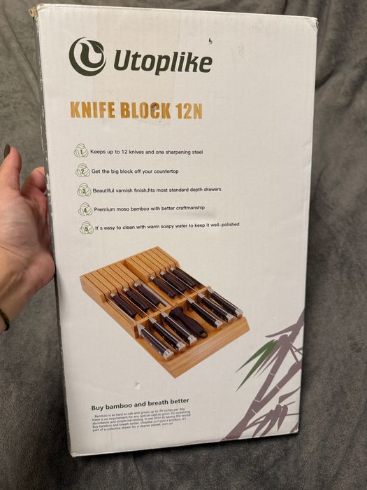 Бамбуковий органайзер для ножів у шухляду