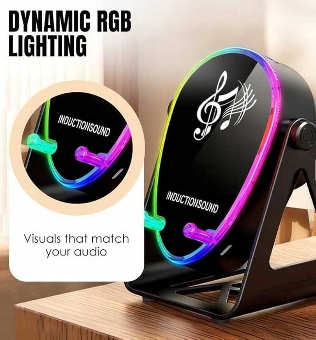 Głośnik Bluetooth 5w1 Uchwyt Na Telefon LED Indukcyjny Powerbank Usb-c Rgb
