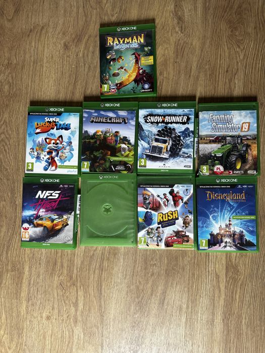 Zestaw gier Xbox One Minecraft NFS Heat SnowRunner Rayman