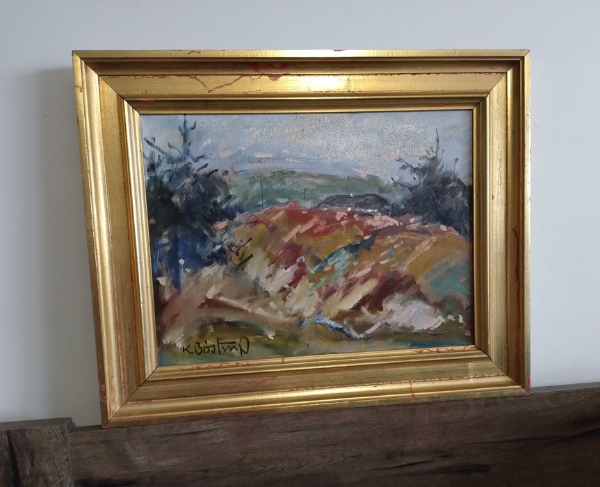 Piękny Stary Obraz Olejny Aukcyjny Knup Bostrup