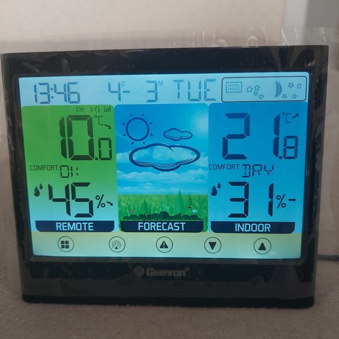 Бездротова метеостанція Geevon. Сенсорний РК-дисплей