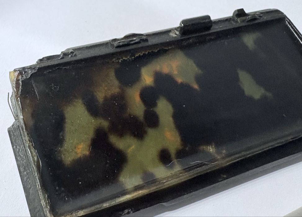 Para restauro: antiga caixa de rapé asiática em tortoise e casquinha