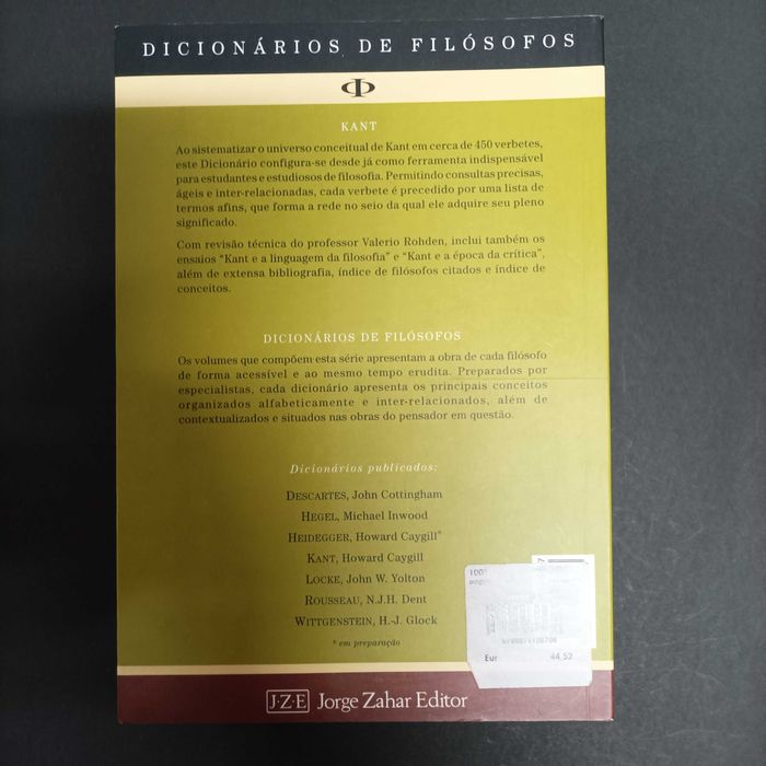 Dicionário Kant  Howard Caygill