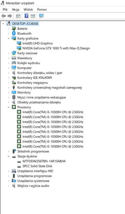 Laptop gameingowy MSI I5-10300h GTX 1650 Ti 4GB 16 GB RAM