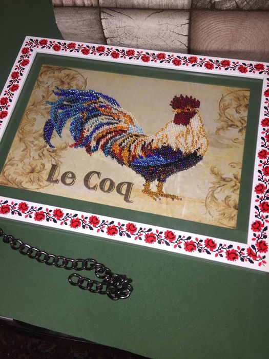 Картина бісером "Півень", український оберіг