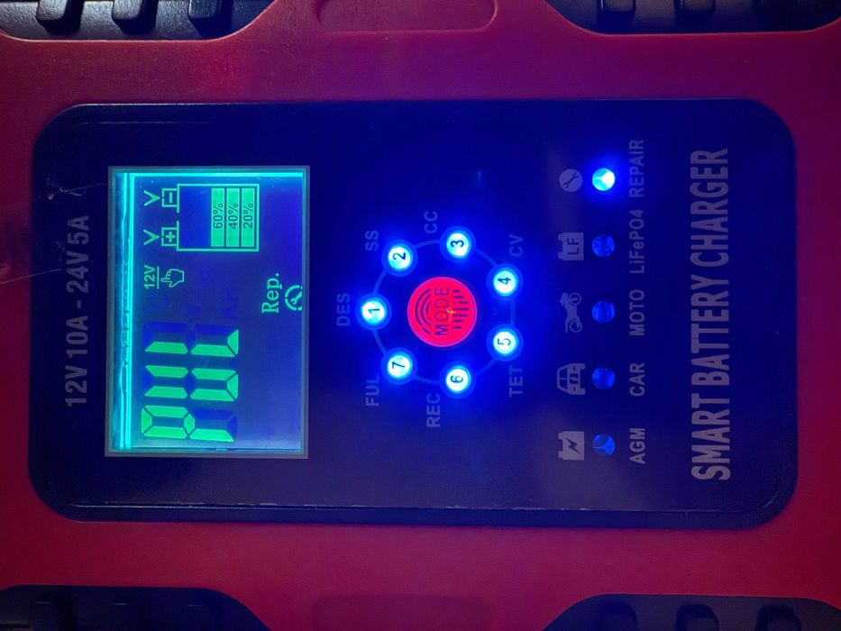 Автоматичний зарядний пристрій FOXSUR 12В/24В ТОПОВА ВЕРСІЯ на 10A