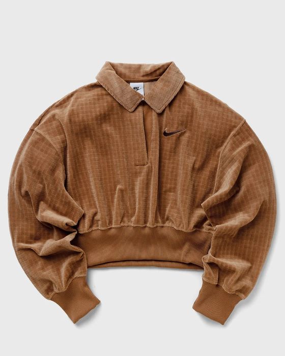 Велюровая кофта Nike Velour Polo женская свитшот Swoosh Essential