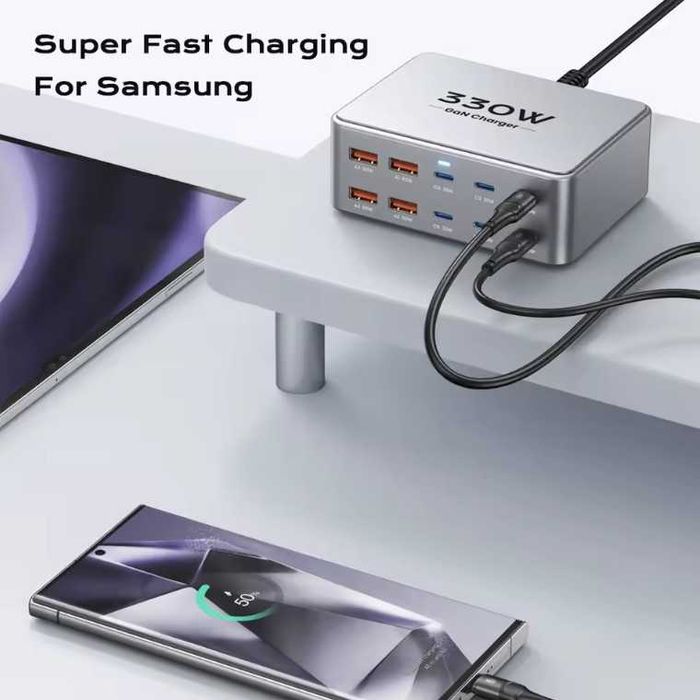 Ładowarka TopZero 330W (6xUSB-C + 4xUSB-A) 100W PD NOWA najtaniej WWA!