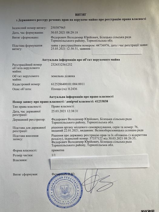 Продаж земельноі ділянки