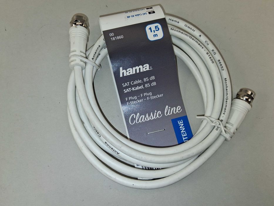 N050 Kabel SAT Hama F-Plug 1.5m 85dB Antenowy Classic Line Nowy