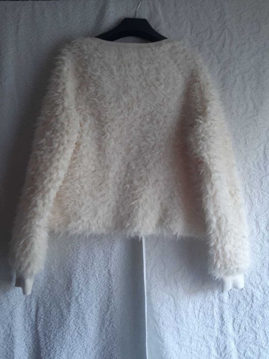 Krótka kremowa włochata gruba bluza oversize, Tu, r. XS/M