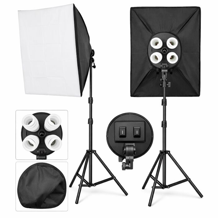 Lampa Softbox GearPro 50x70cm | Oprawka na 4 żarówki E27 | Studio